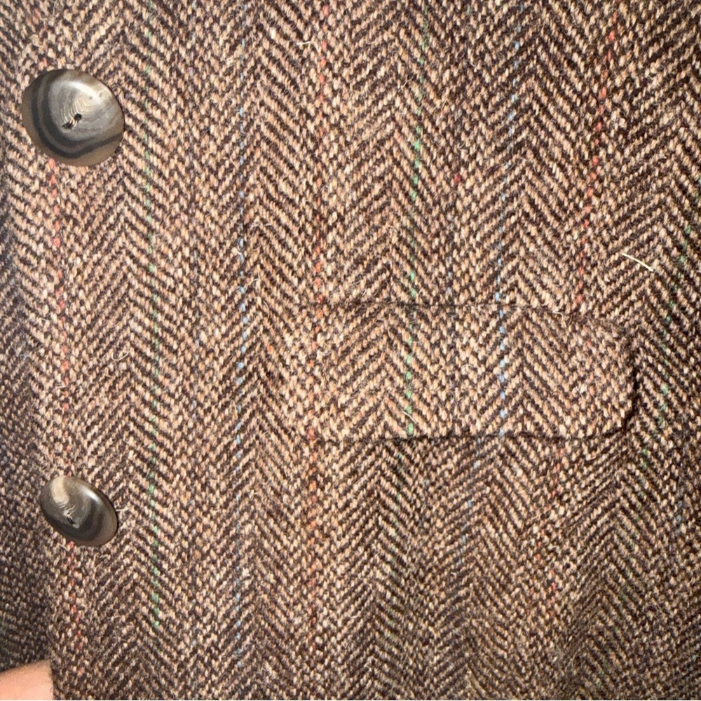 Ralph Lauren Polo Wool Tweed Herringbone Blazer Collarless Made in USA 12 - Picture 10 of 15